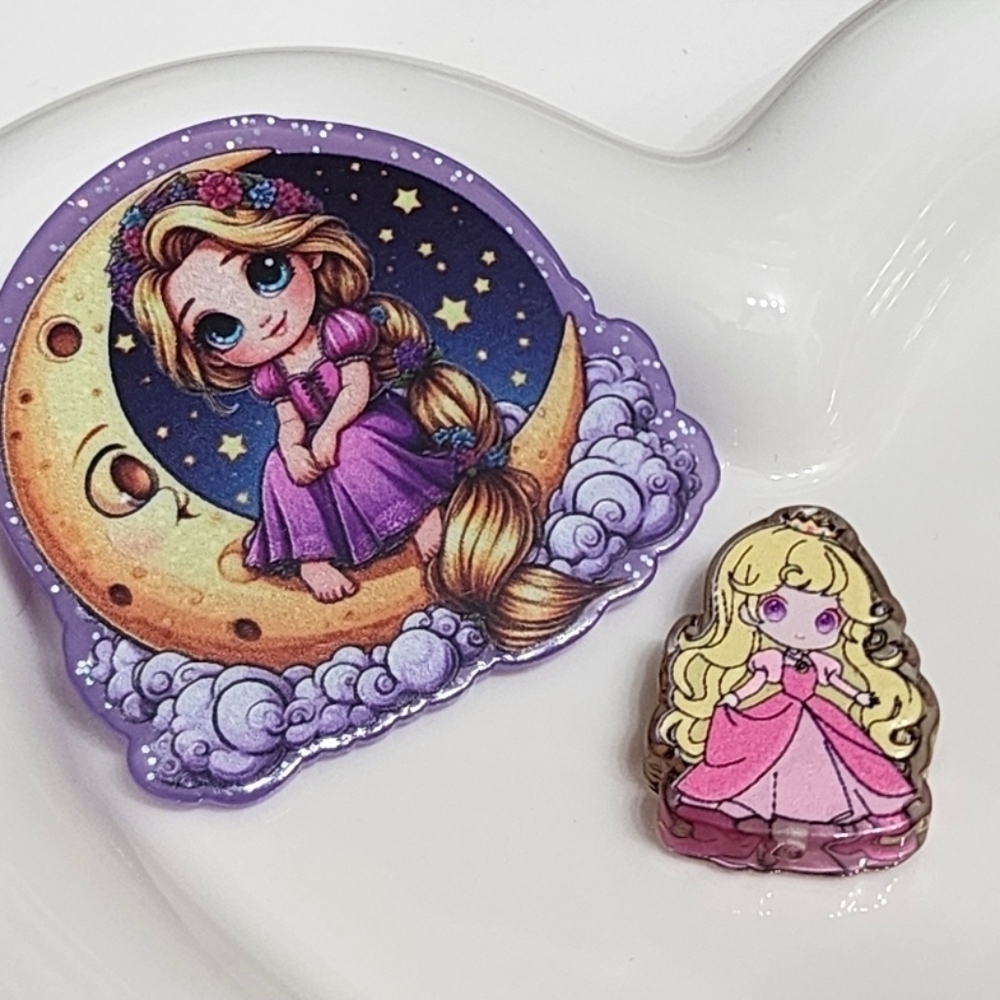 Princess Flatback Focal Bead Planar Badge Bag Clip Keychain Phone‎ Chain Crafts
